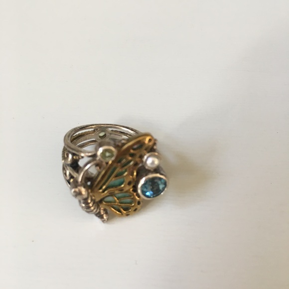 Turquoise Gemstone Butterfly Ring - Picture 2 of 3